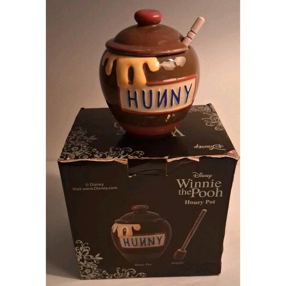 RARE Disney Winnie the Pooh Hunny Honey Pot  And Drizzler
